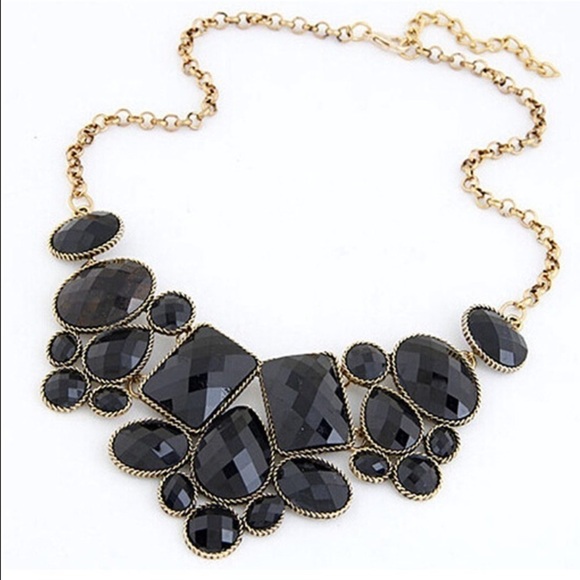 NEW!! Black Enamel Statement Necklace - Picture 1 of 4